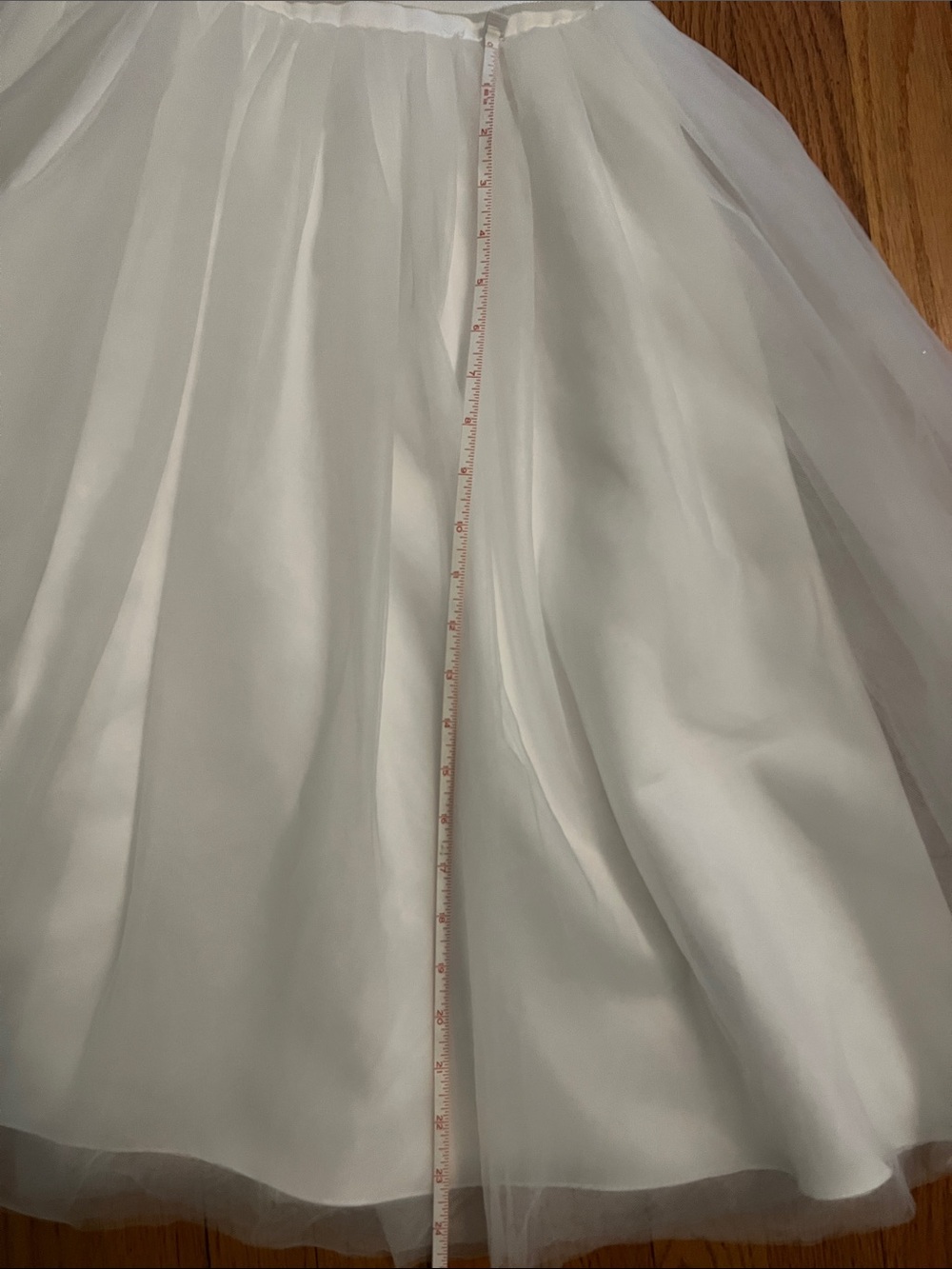 David's Bridal Cream Girls Tulle Dress with Lace Cap Sleeves - Picture 11 of 12